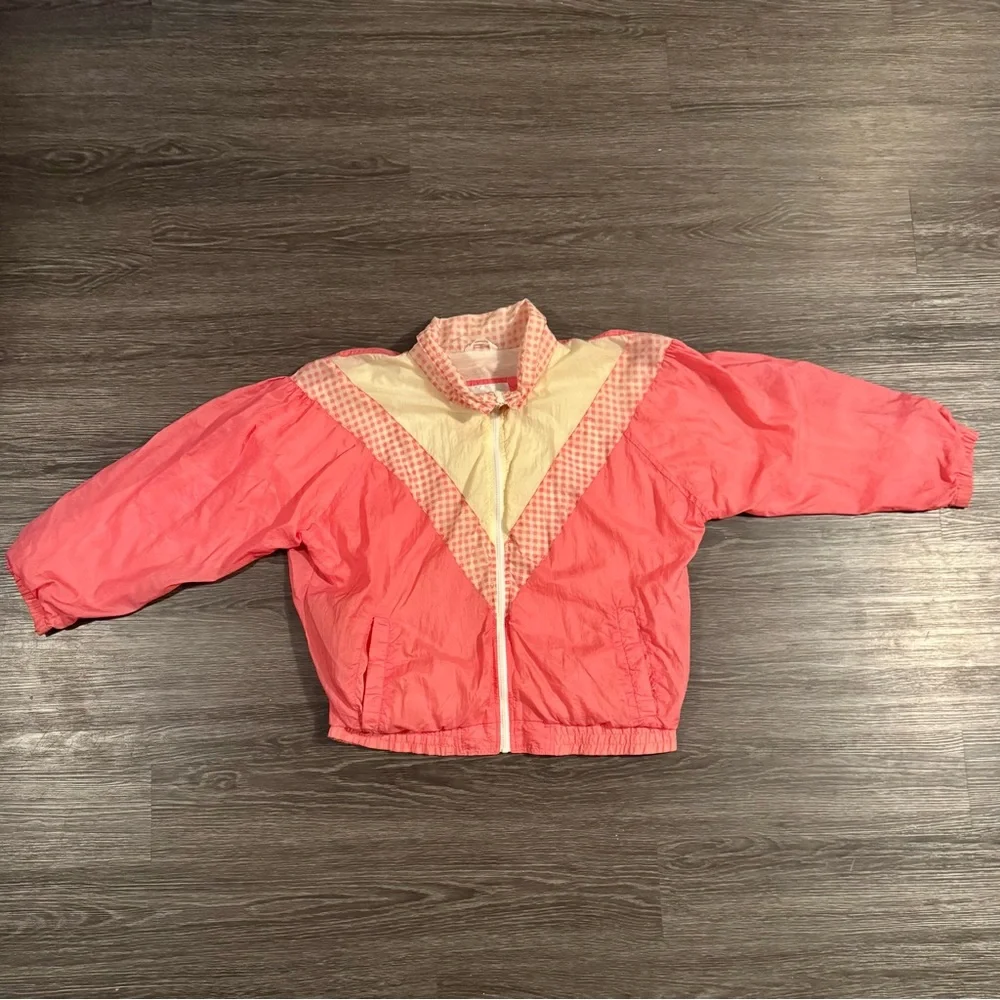 VTG 80s Windbreaker Color Block Jacket Womens LG Gitano Activewear Full Zip Pink - Picture 2 of 9